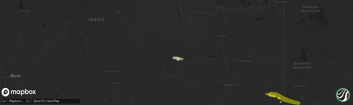 Hail map in Howe, ID on August 10, 2024