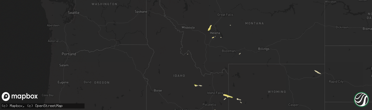 Hail map in Idaho on August 10, 2024