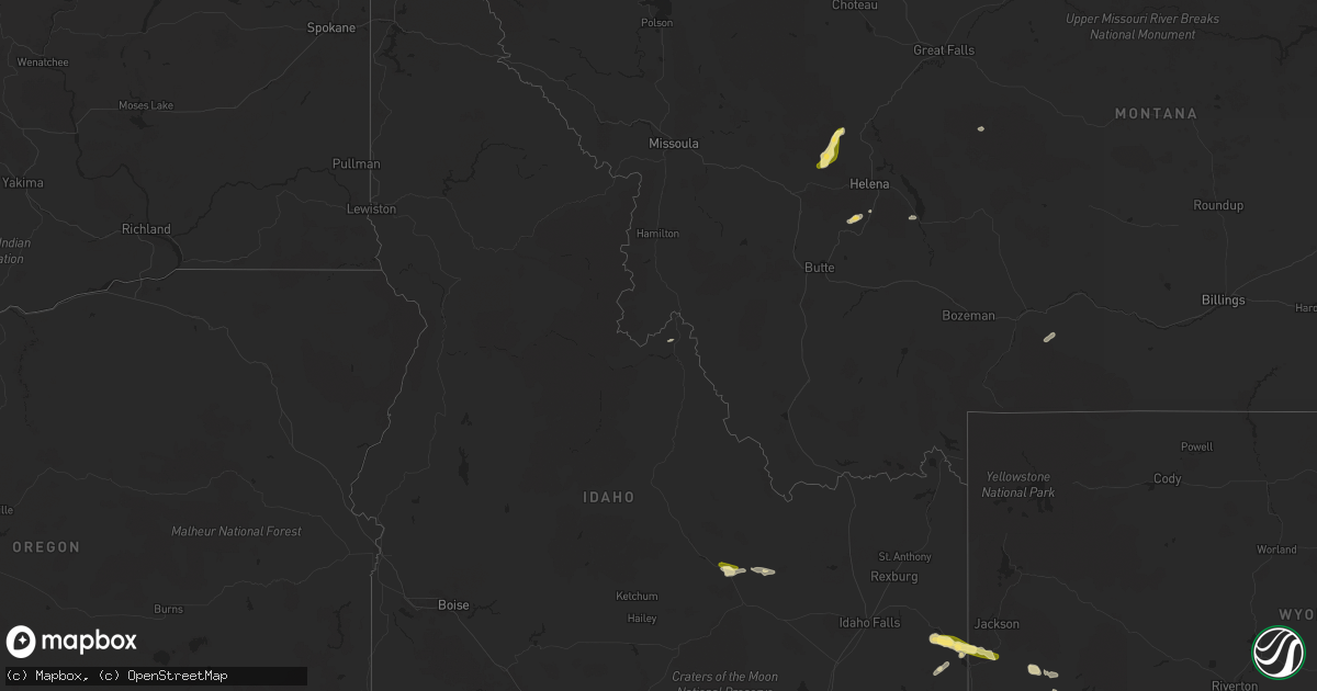 Hail map in Idaho on August 10, 2024