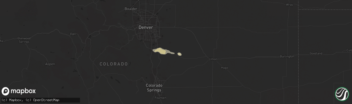 Hail map in Kiowa, CO on August 10, 2024