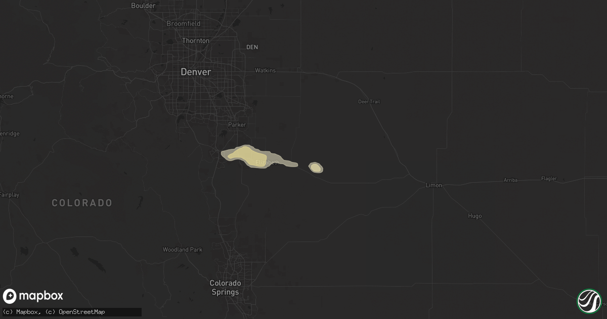 Hail map in Kiowa, CO on August 10, 2024