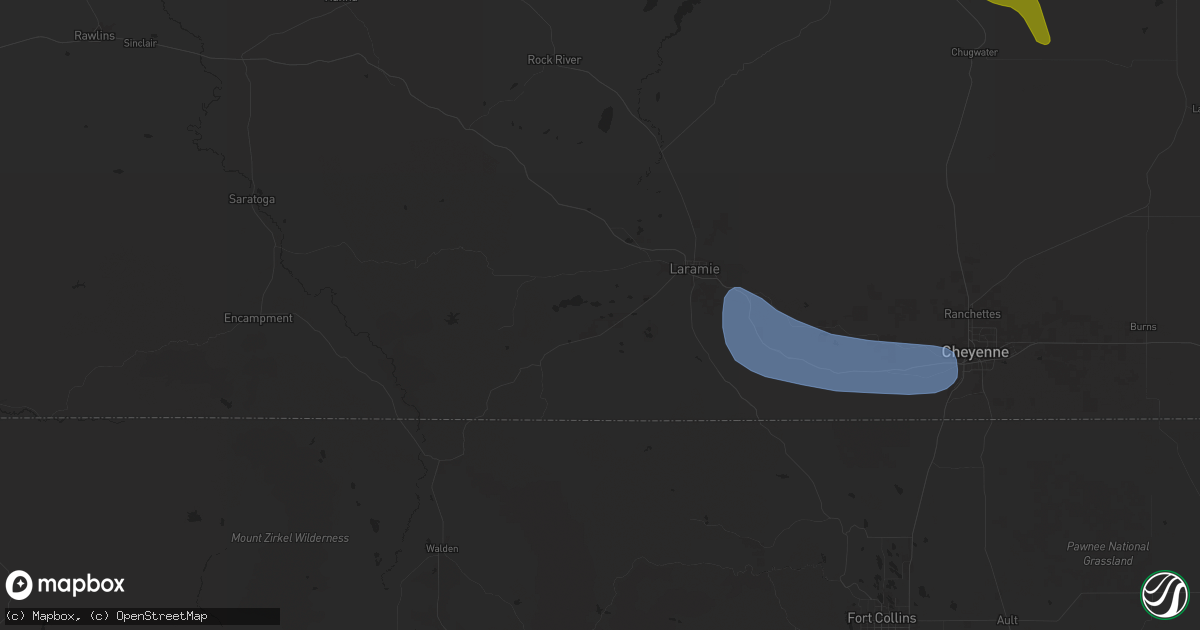Hail map in Laramie, WY on August 10, 2024