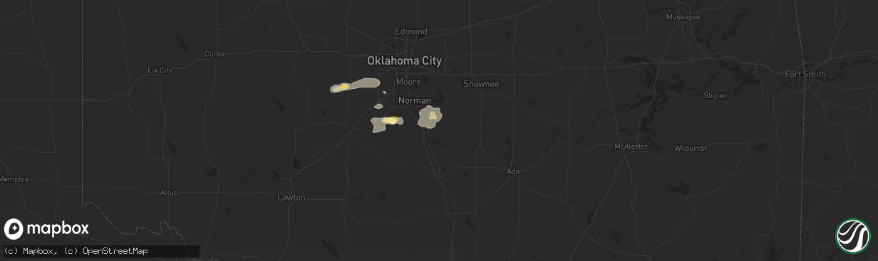 Hail map in Lexington, OK on August 10, 2024