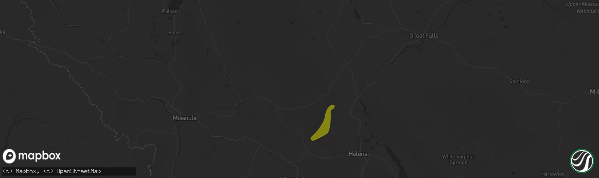 Hail map in Lincoln, MT on August 10, 2024