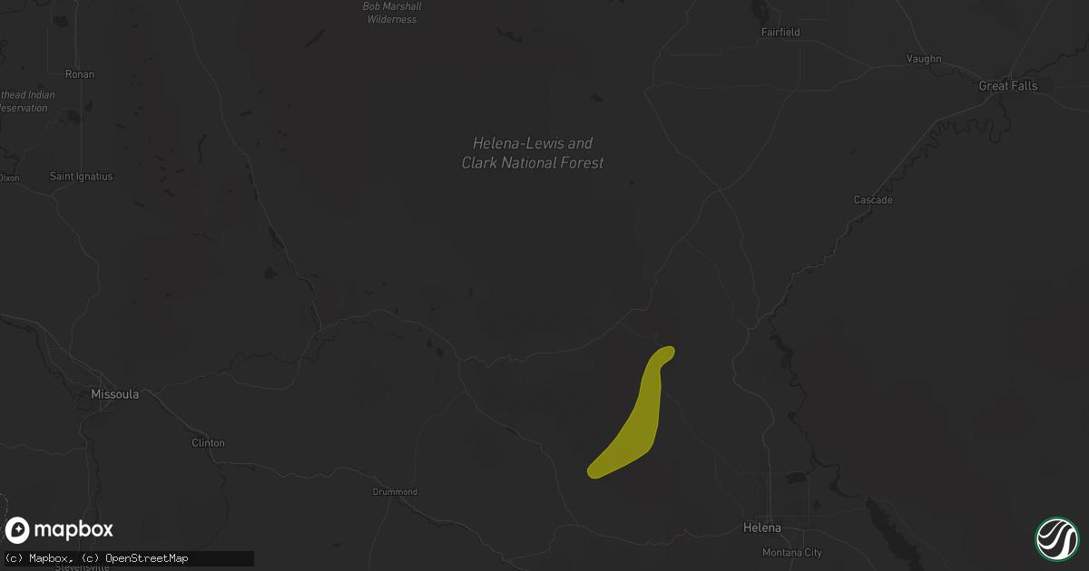 Hail map in Lincoln, MT on August 10, 2024