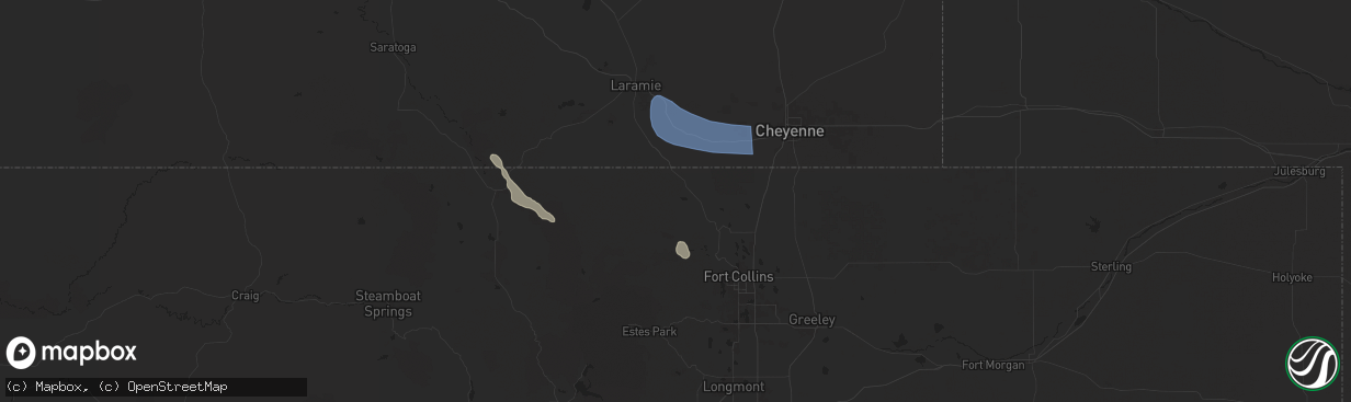 Hail map in Livermore, CO on August 10, 2024