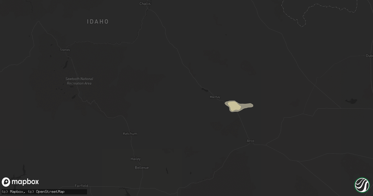 Hail map in Mackay, ID on August 10, 2024
