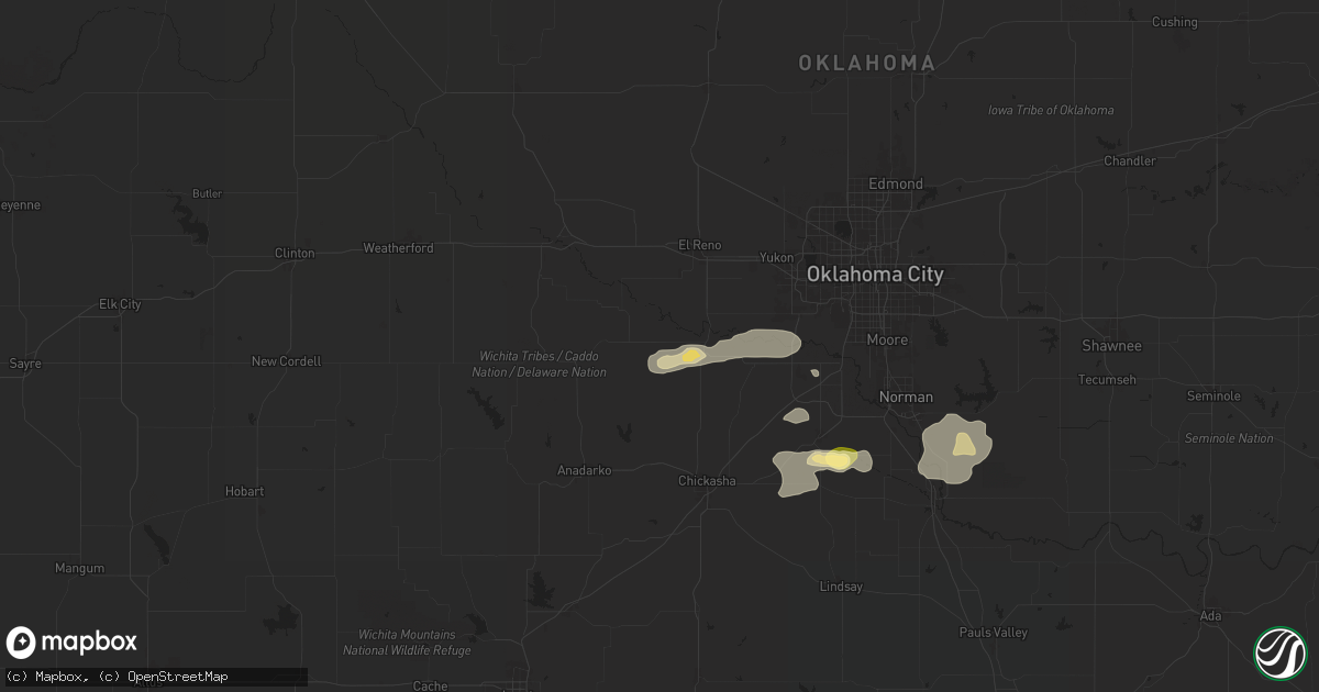 Hail map in Minco, OK on August 10, 2024