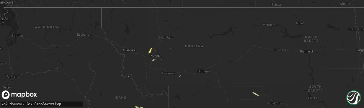 Hail map in Montana on August 10, 2024