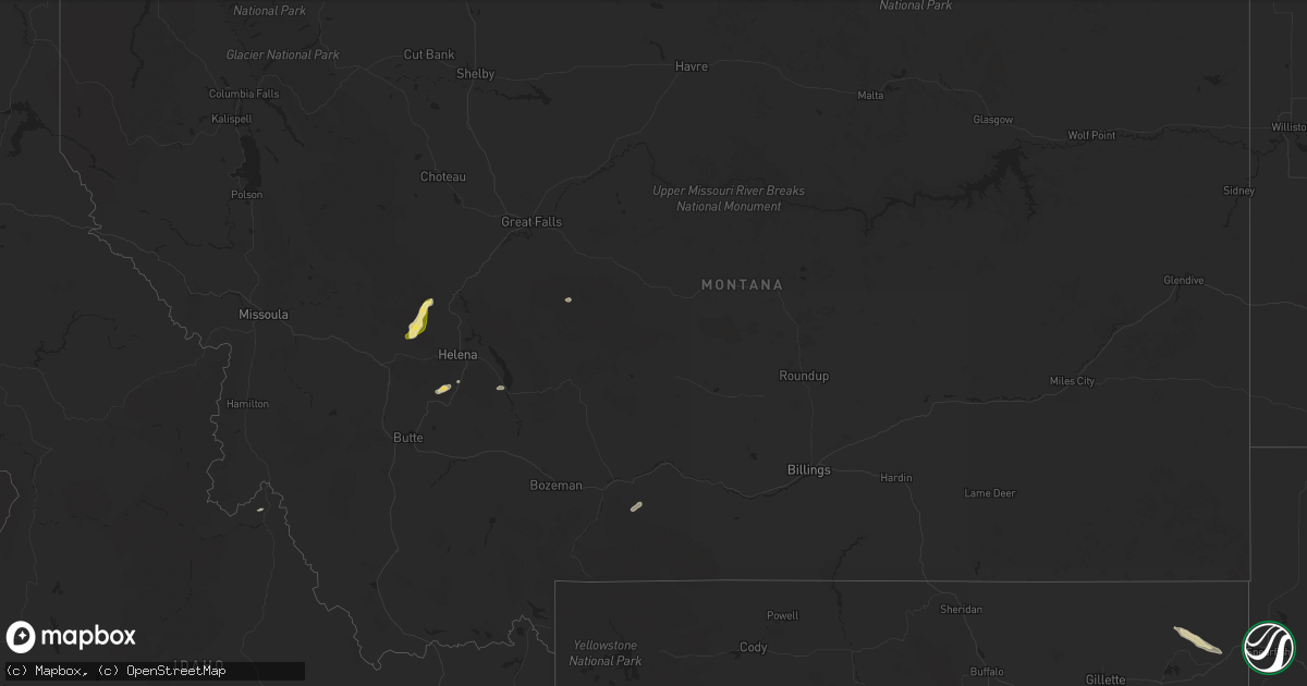 Hail map in Montana on August 10, 2024
