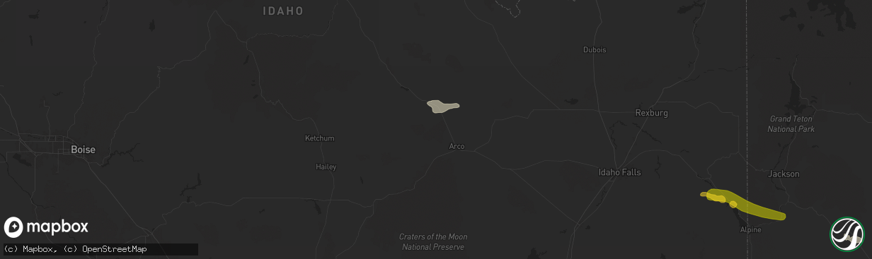 Hail map in Moore, ID on August 10, 2024