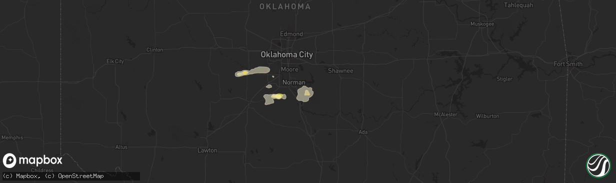 Hail map in Noble, OK on August 10, 2024