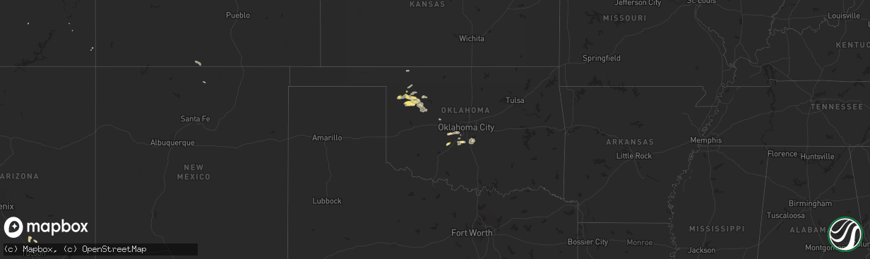 Hail map in Oklahoma on August 10, 2024