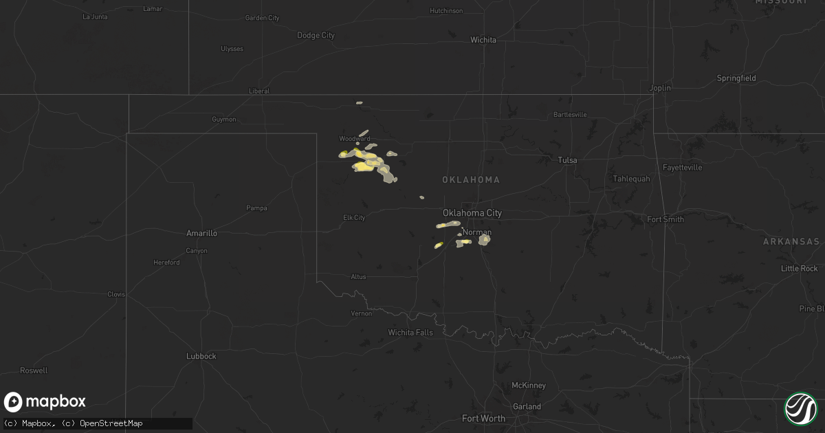 Hail map in Oklahoma on August 10, 2024