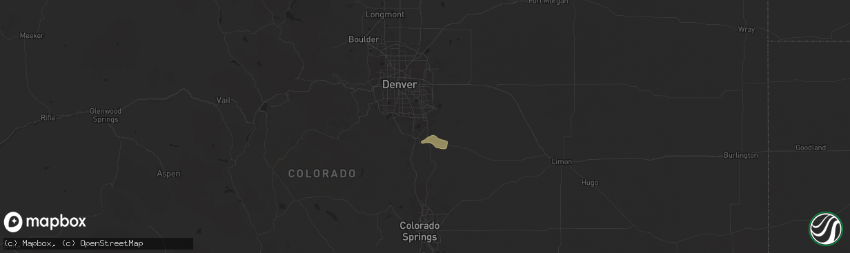 Hail map in Parker, CO on August 10, 2024