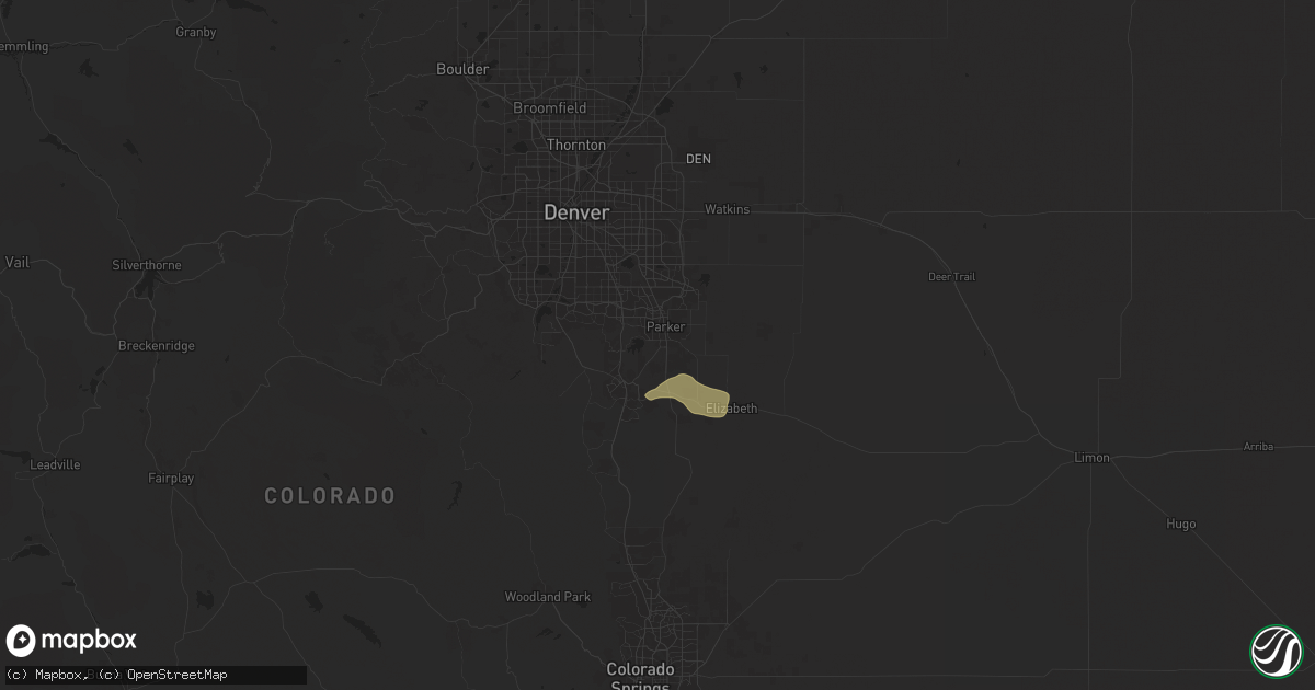 Hail map in Parker, CO on August 10, 2024