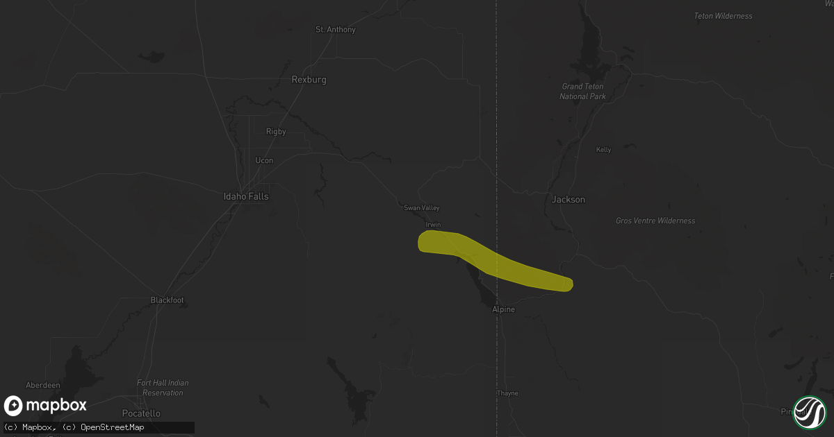 Hail map in Swan Valley, ID on August 10, 2024