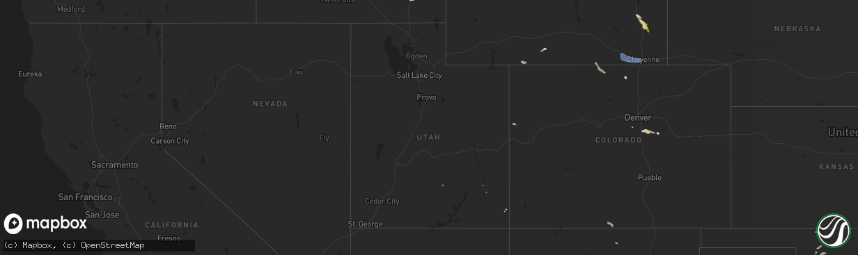 Hail map in Utah on August 10, 2024