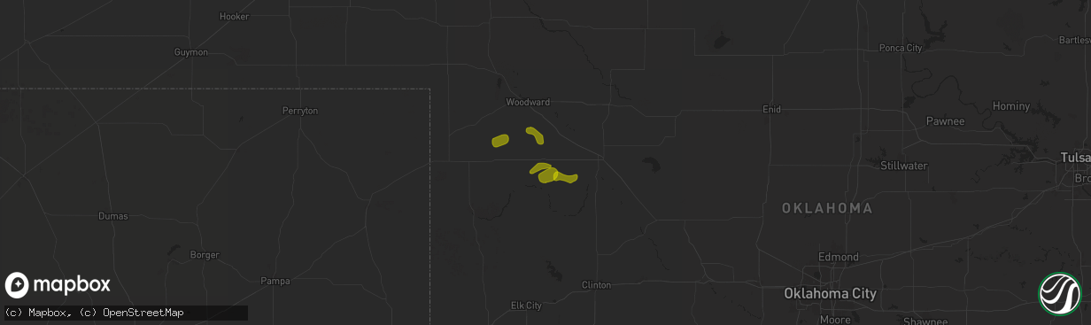 Hail map in Vici, OK on August 10, 2024