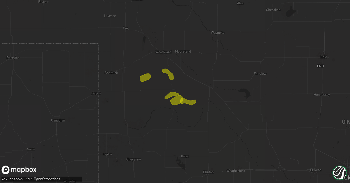 Hail map in Vici, OK on August 10, 2024