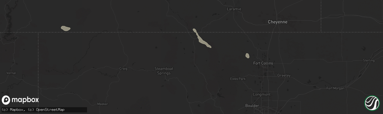 Hail map in Walden, CO on August 10, 2024