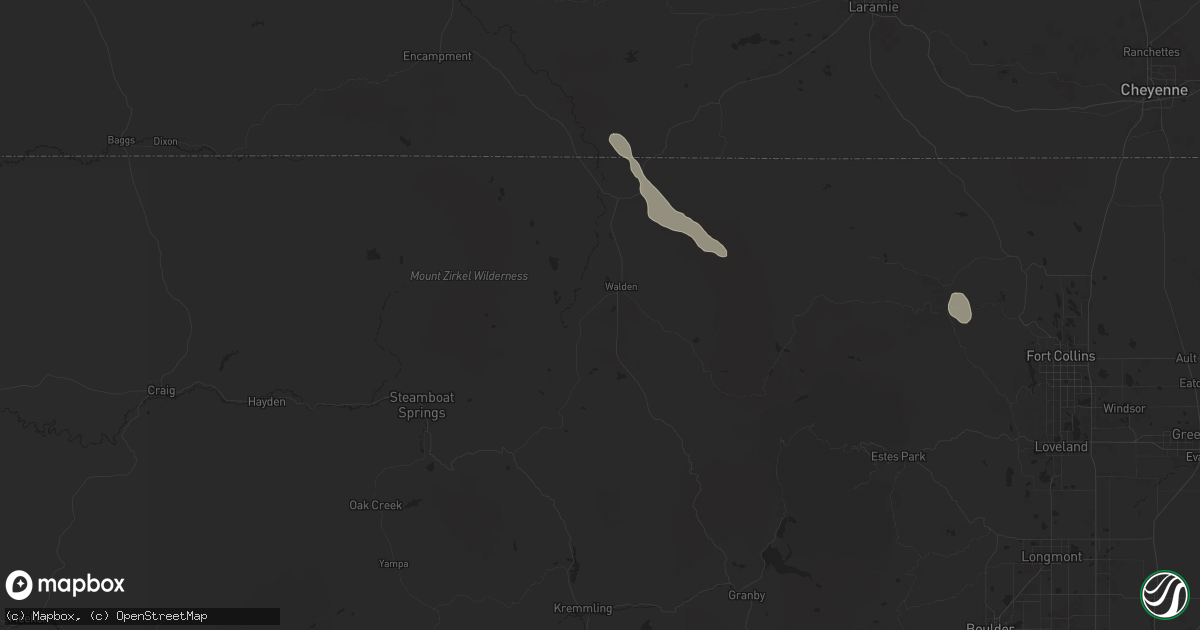 Hail map in Walden, CO on August 10, 2024
