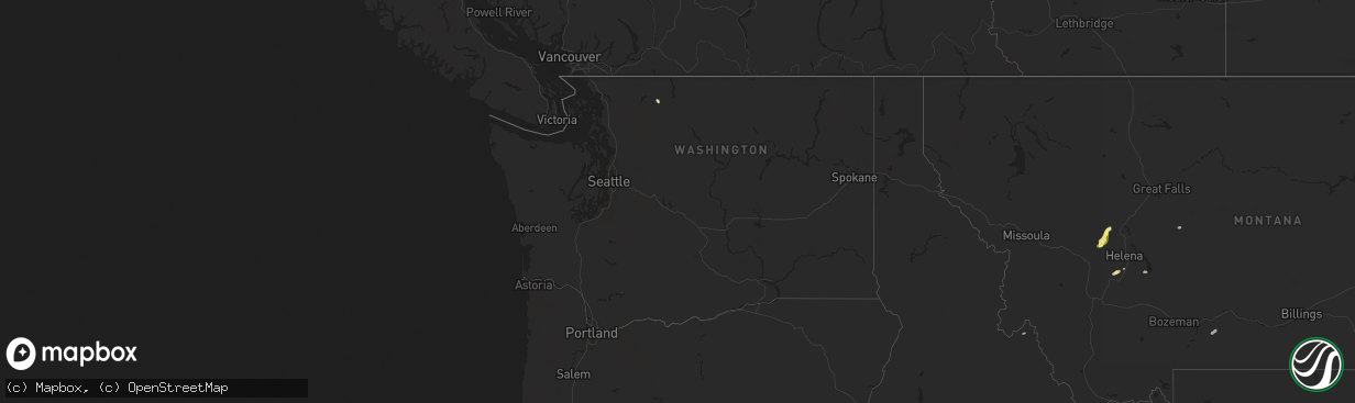 Hail map in Washington on August 10, 2024