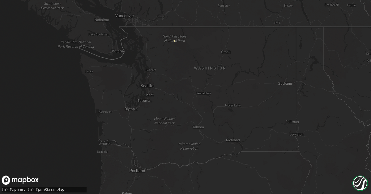 Hail map in Washington on August 10, 2024