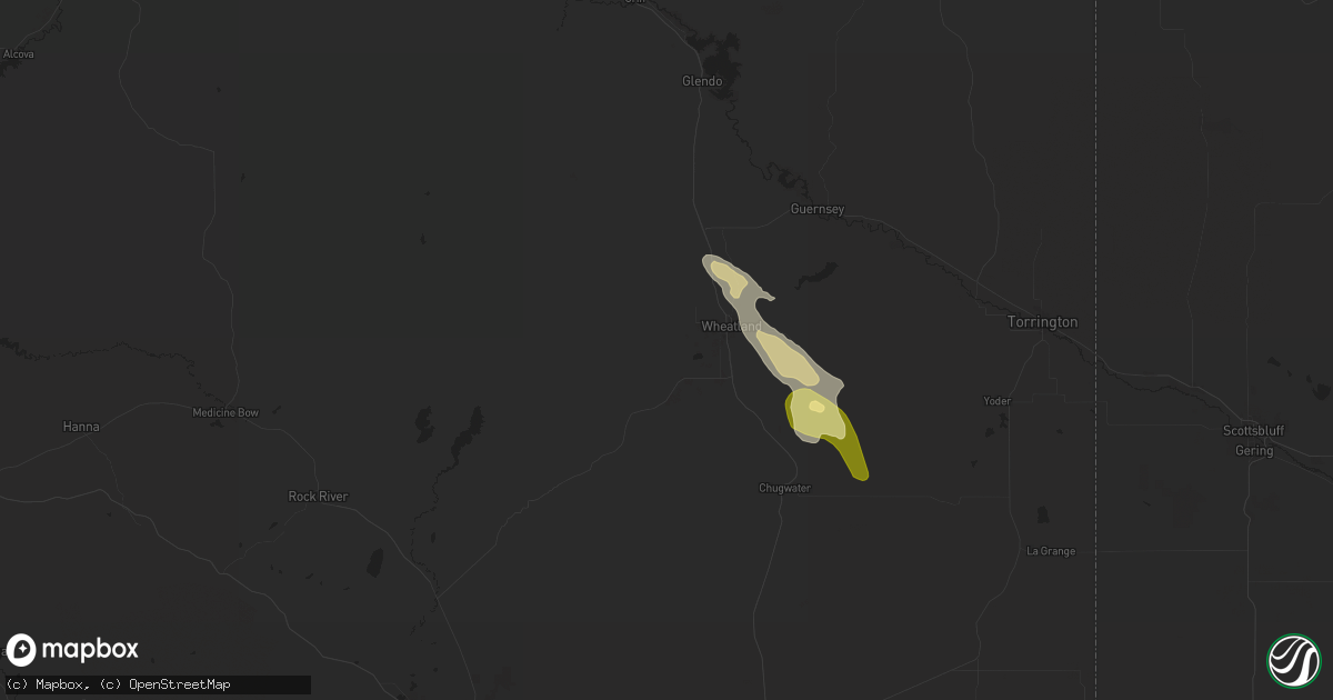 Hail map in Wheatland, WY on August 10, 2024