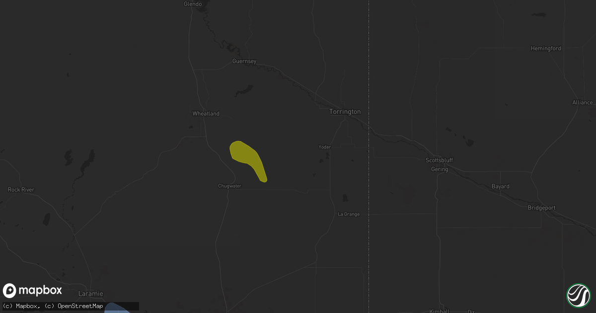 Hail map in Yoder, WY on August 10, 2024