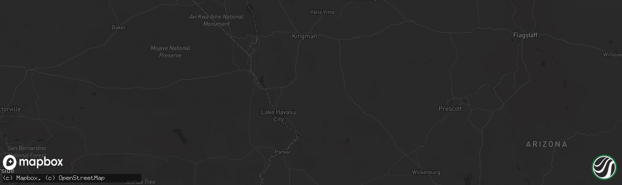 Hail map in Yucca, AZ on August 10, 2024