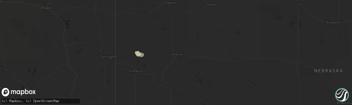 Hail map in Alliance, NE on August 10, 2025
