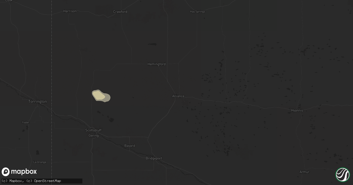 Hail map in Alliance, NE on August 10, 2025