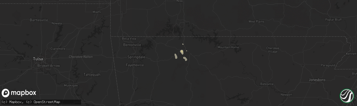 Hail map in Alpena, AR on August 10, 2025