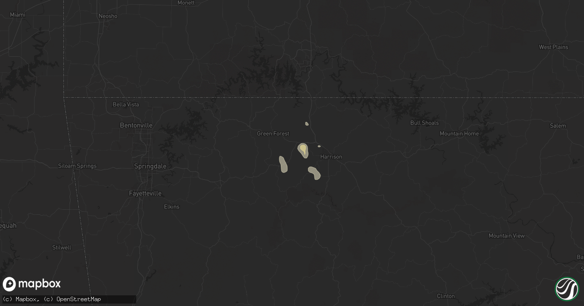 Hail map in Alpena, AR on August 10, 2025