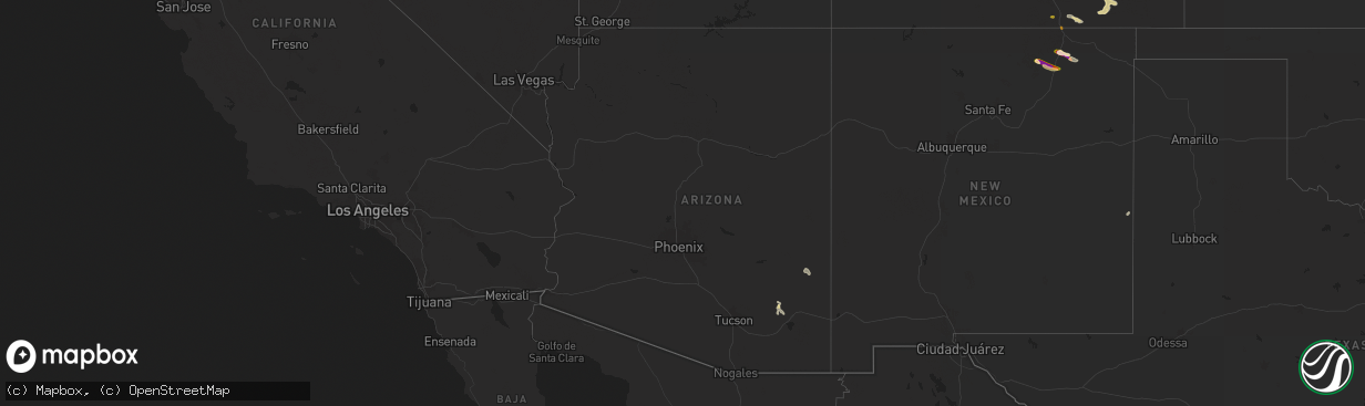 Hail map in Arizona on August 10, 2025