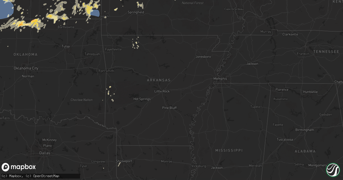 Hail map in Arkansas on August 10, 2025