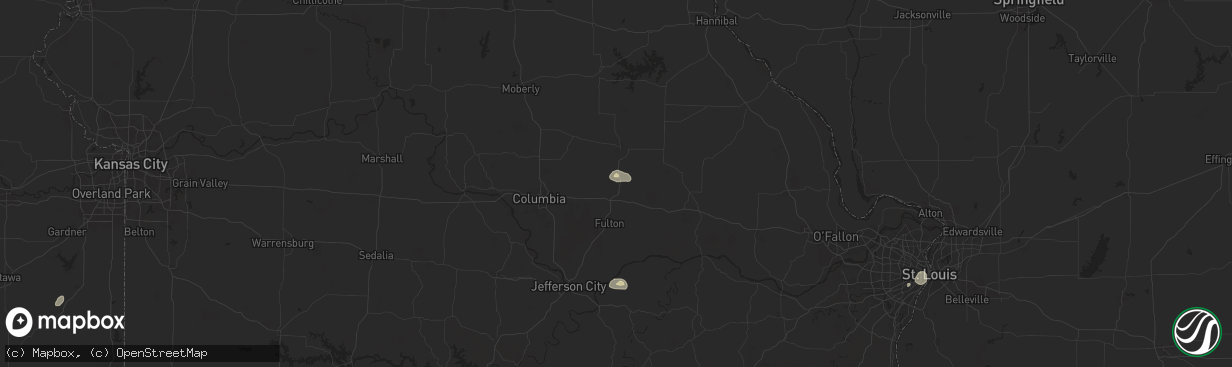 Hail map in Auxvasse, MO on August 10, 2025