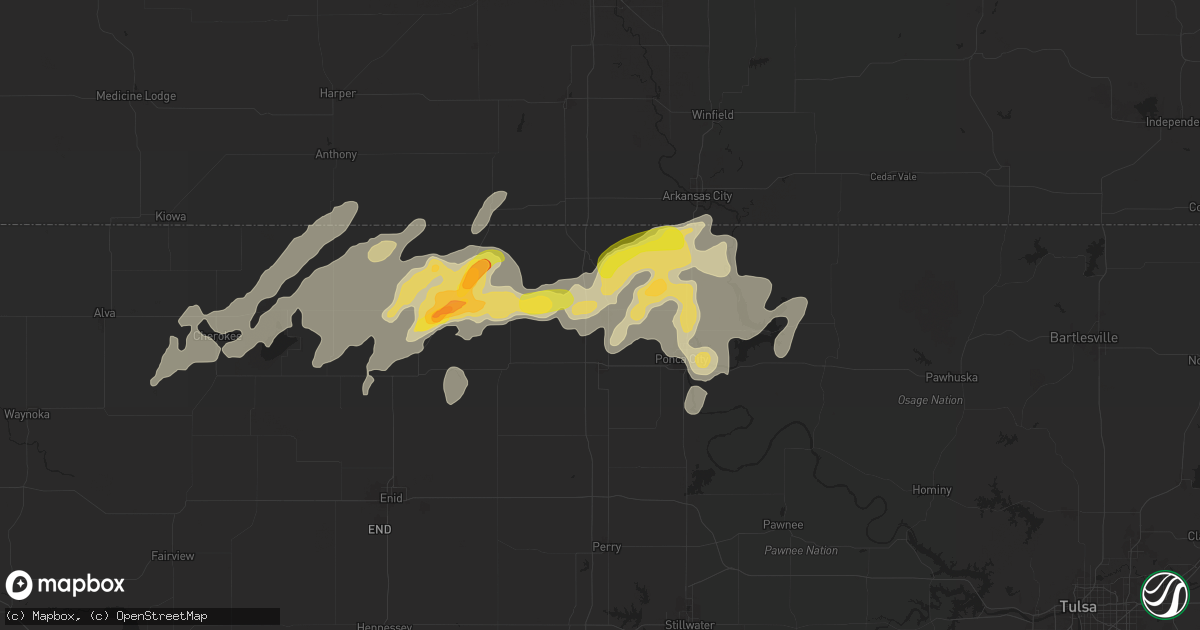Hail map in Blackwell, OK on August 10, 2025