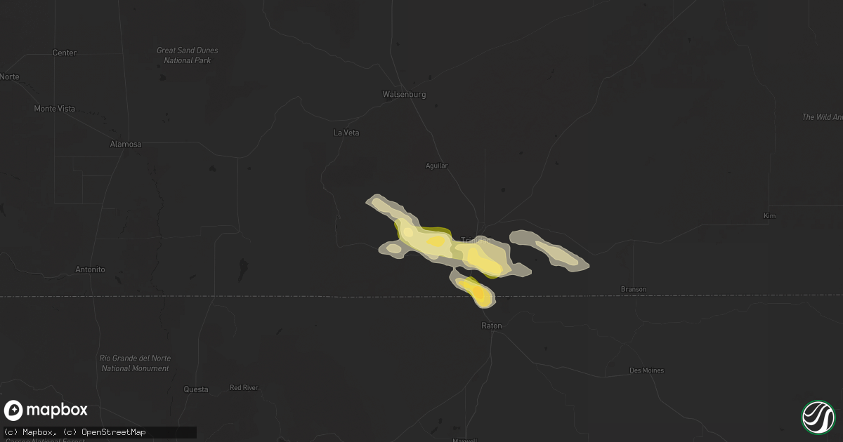 Hail map in Boncarbo, CO on August 10, 2025