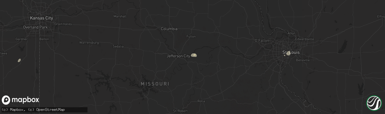 Hail map in Bonnots Mill, MO on August 10, 2025