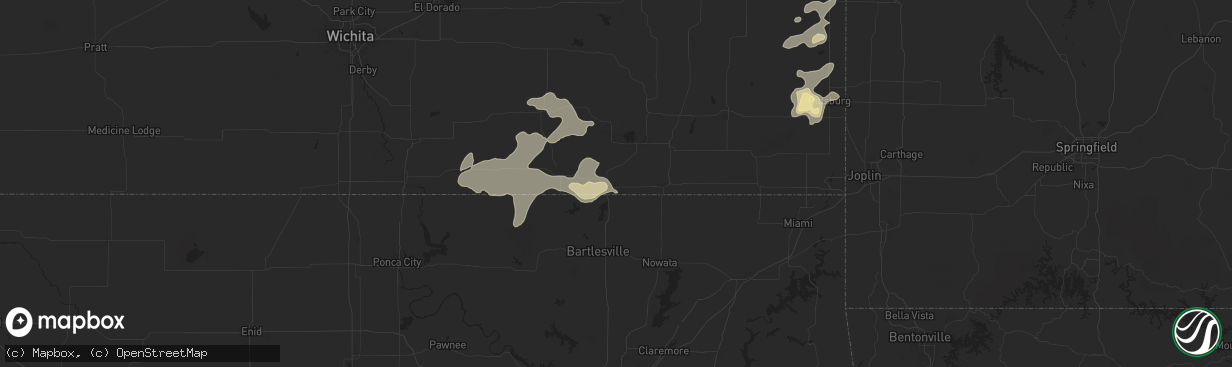 Hail map in Caney, KS on August 10, 2025