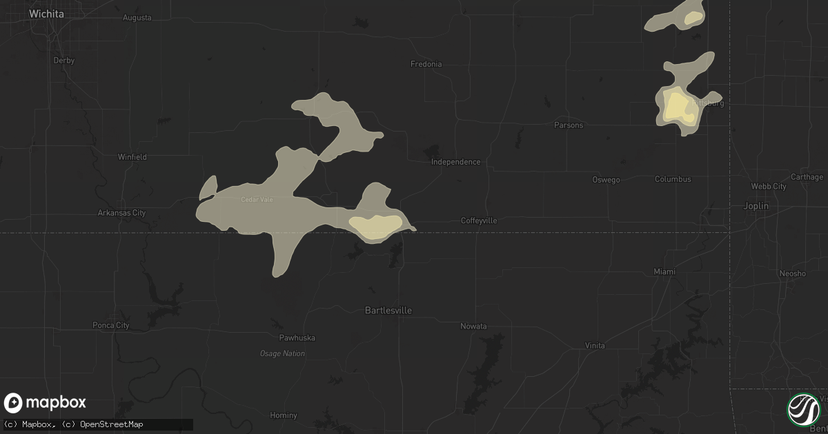 Hail map in Caney, KS on August 10, 2025