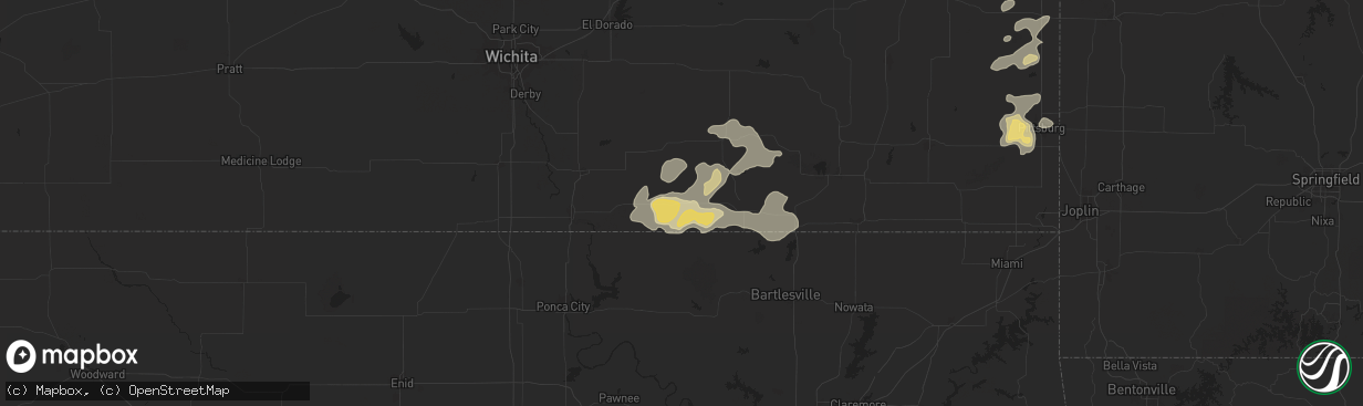 Hail map in Cedar Vale, KS on August 10, 2025