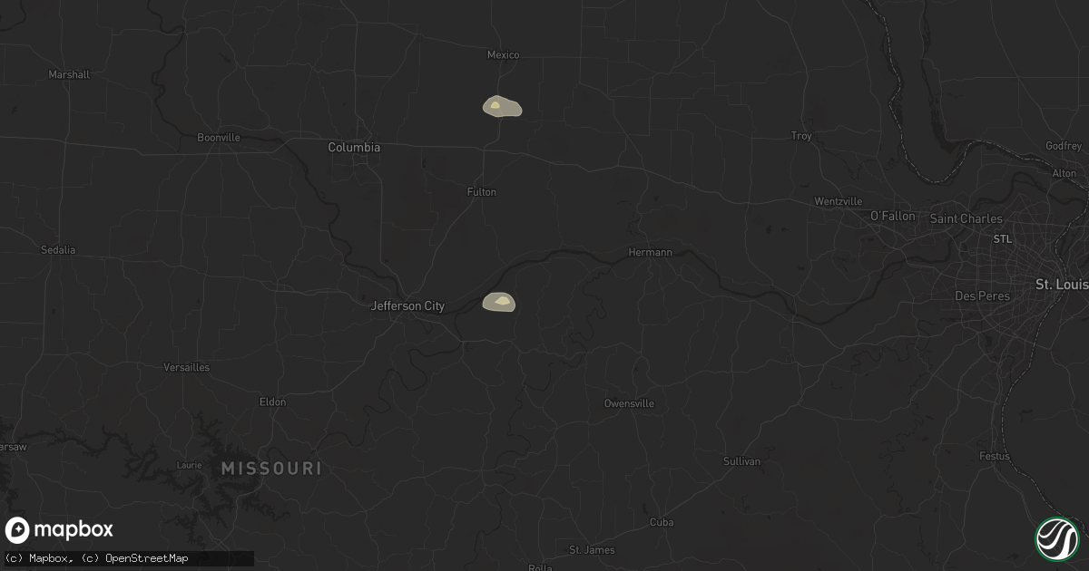 Hail map in Chamois, MO on August 10, 2025