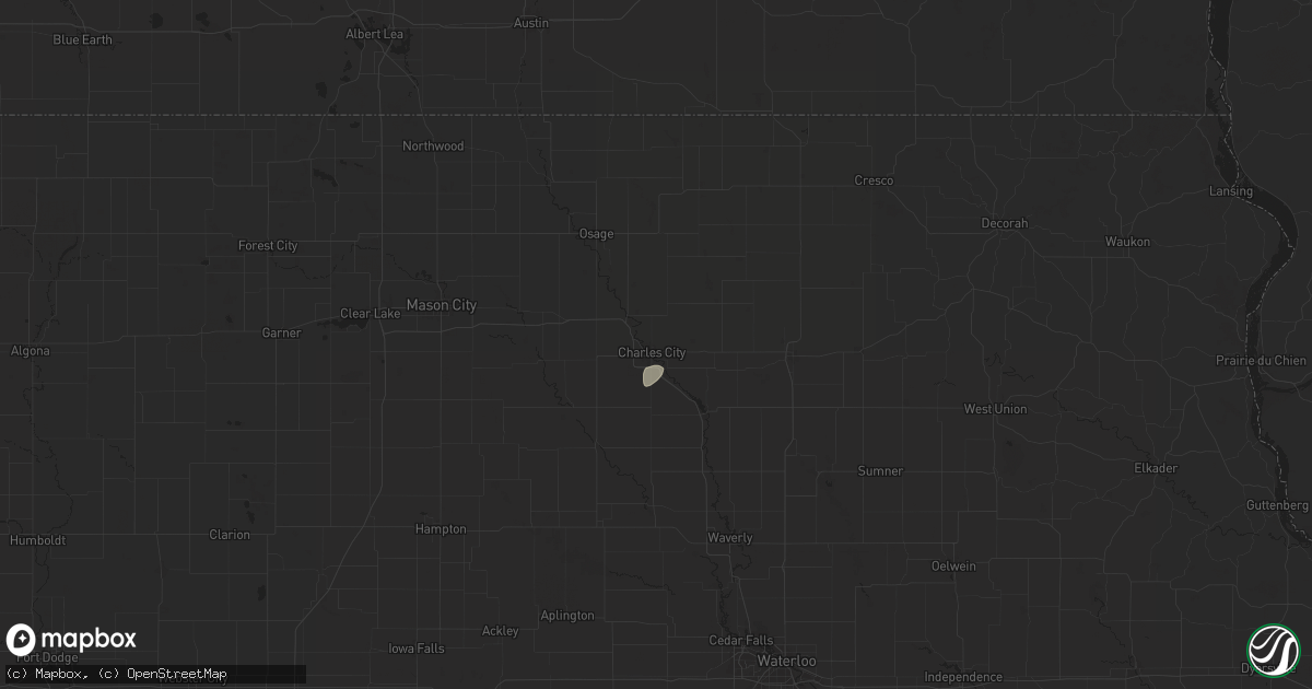 Hail map in Charles City, IA on August 10, 2025