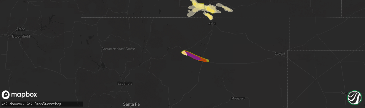 Hail map in Cimarron, NM on August 10, 2025