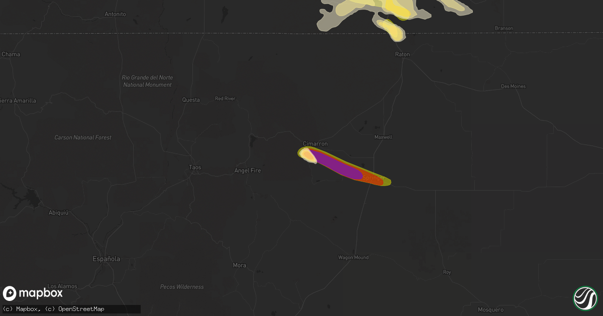 Hail map in Cimarron, NM on August 10, 2025