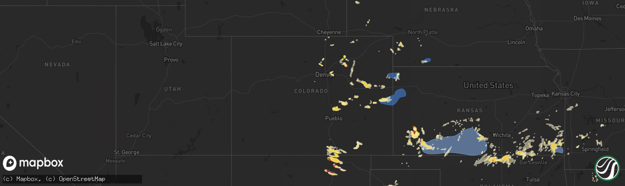 Hail map in Colorado on August 10, 2025