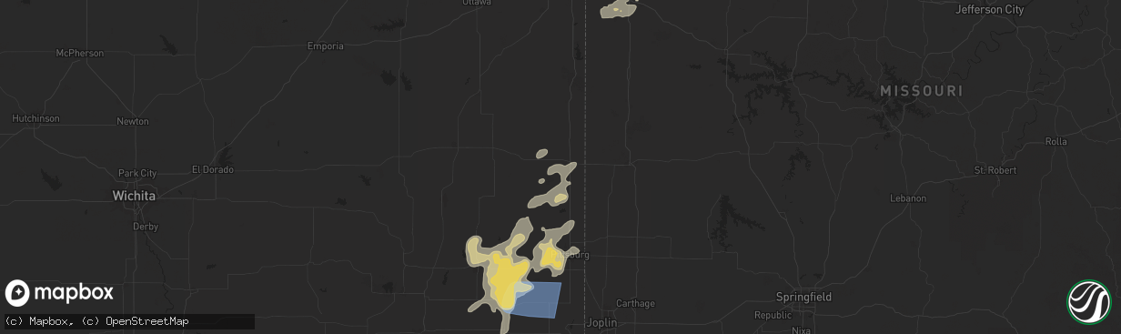 Hail map in Fort Scott, KS on August 10, 2025
